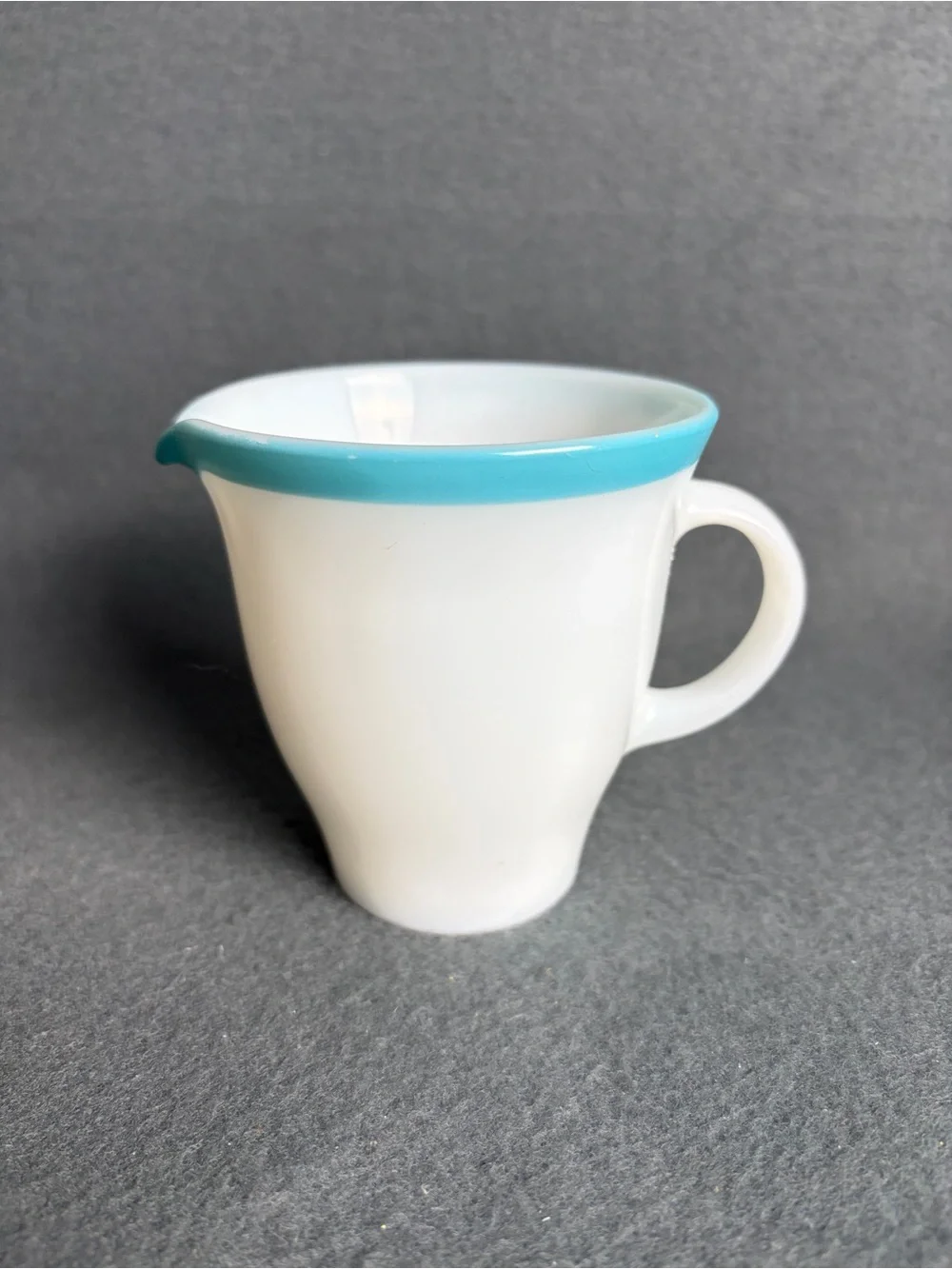 MCM Vintage 1950s Pyrex Turquoise Blue Rim Sugar Bowl W/ Lid and Creamer Set